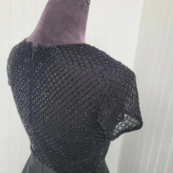 Adrianna Papell Short Sleeved Beaded Long Taffeta High Low Skirt Dress Silk Sz 2 - Picture 8 of 11